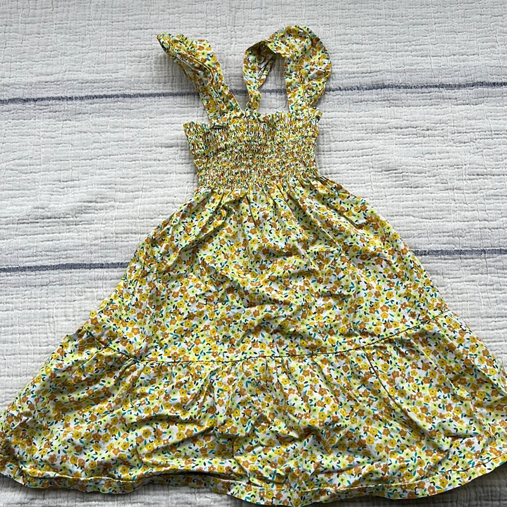 Tea collection yellow flower print smocked dress